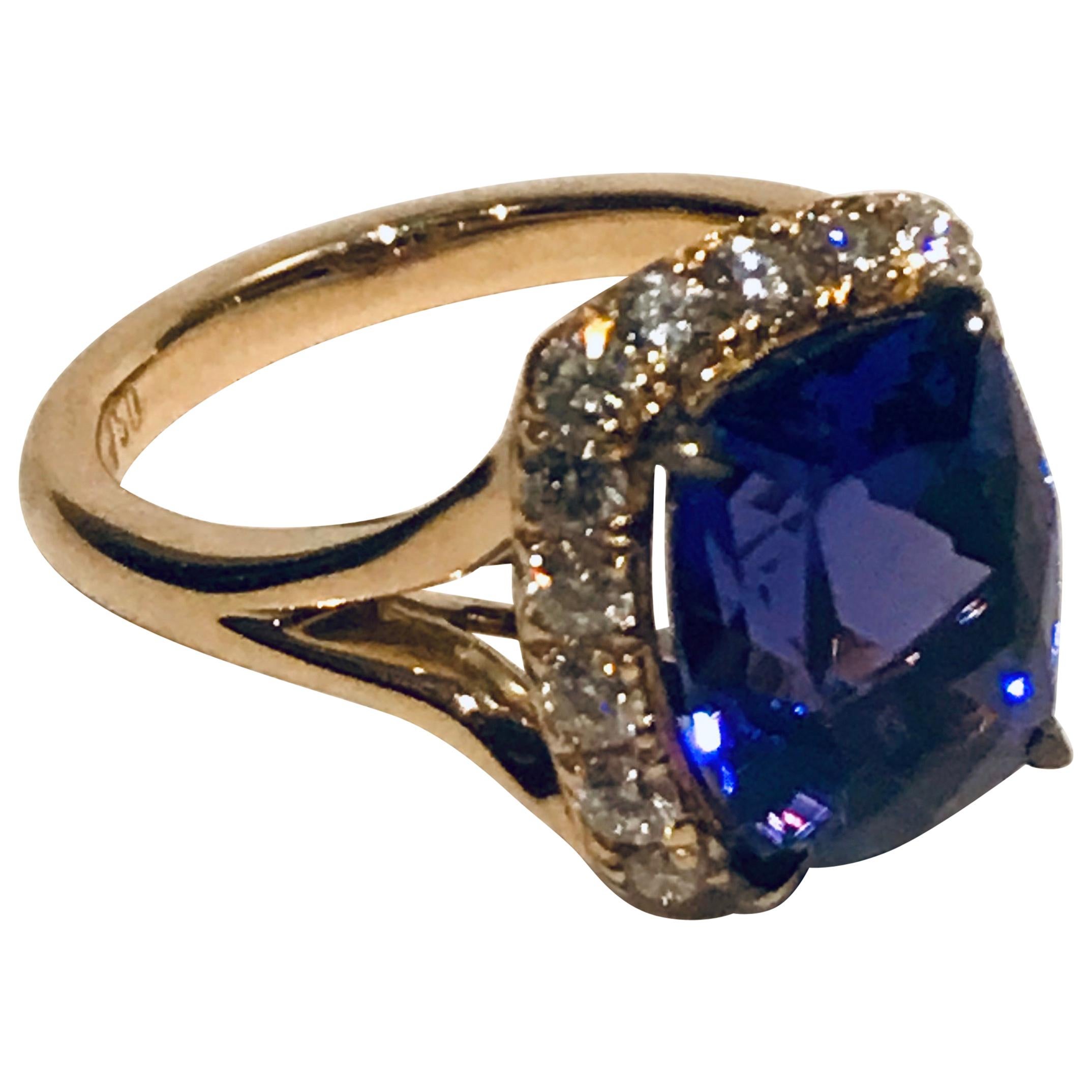 18K Rose Gold, Tanzanite and Diamonds Engagement Ring , by Frederique Berman