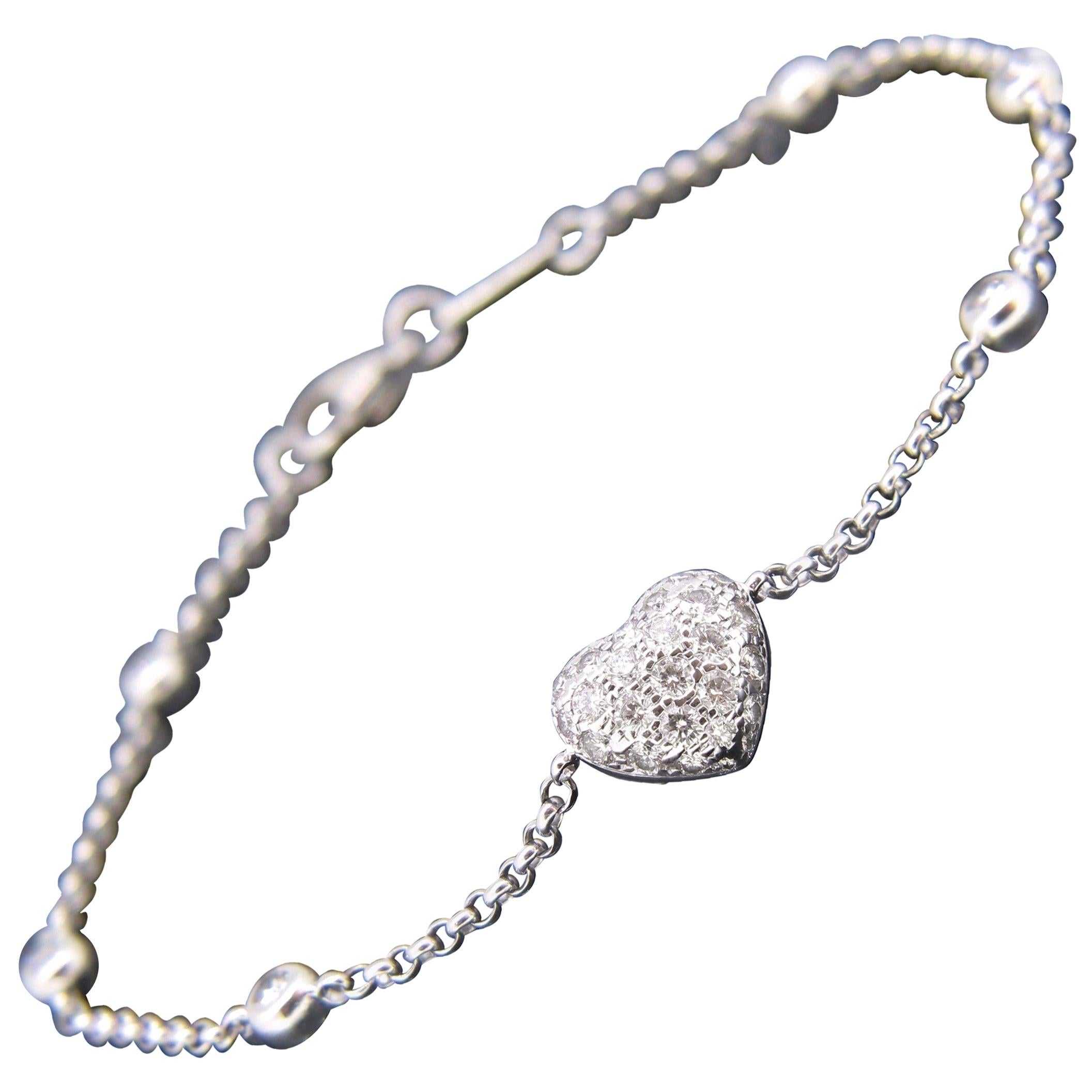 Chopard Heart Multi Diamond White Gold Chain Bracelet