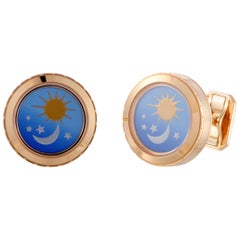 Harry Winston Ocean Yellow Gold Enamel Cufflinks