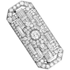 Diamond Art Deco Style Platinum Brooch
