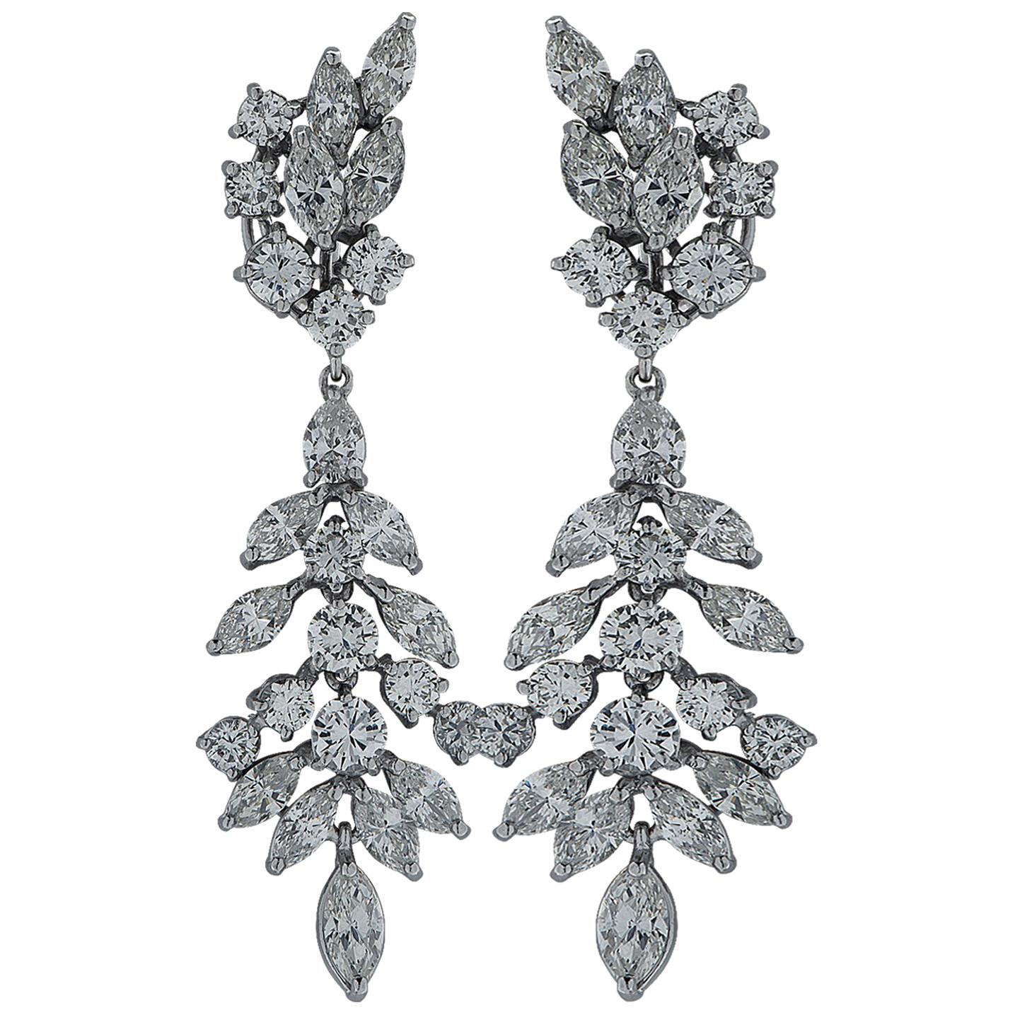 10 Carat Diamond Day and Night Platinum Dangle Earrings