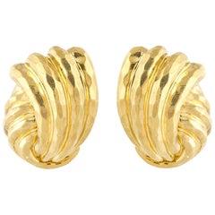 Henry Dunay Hammered Gold Earrings