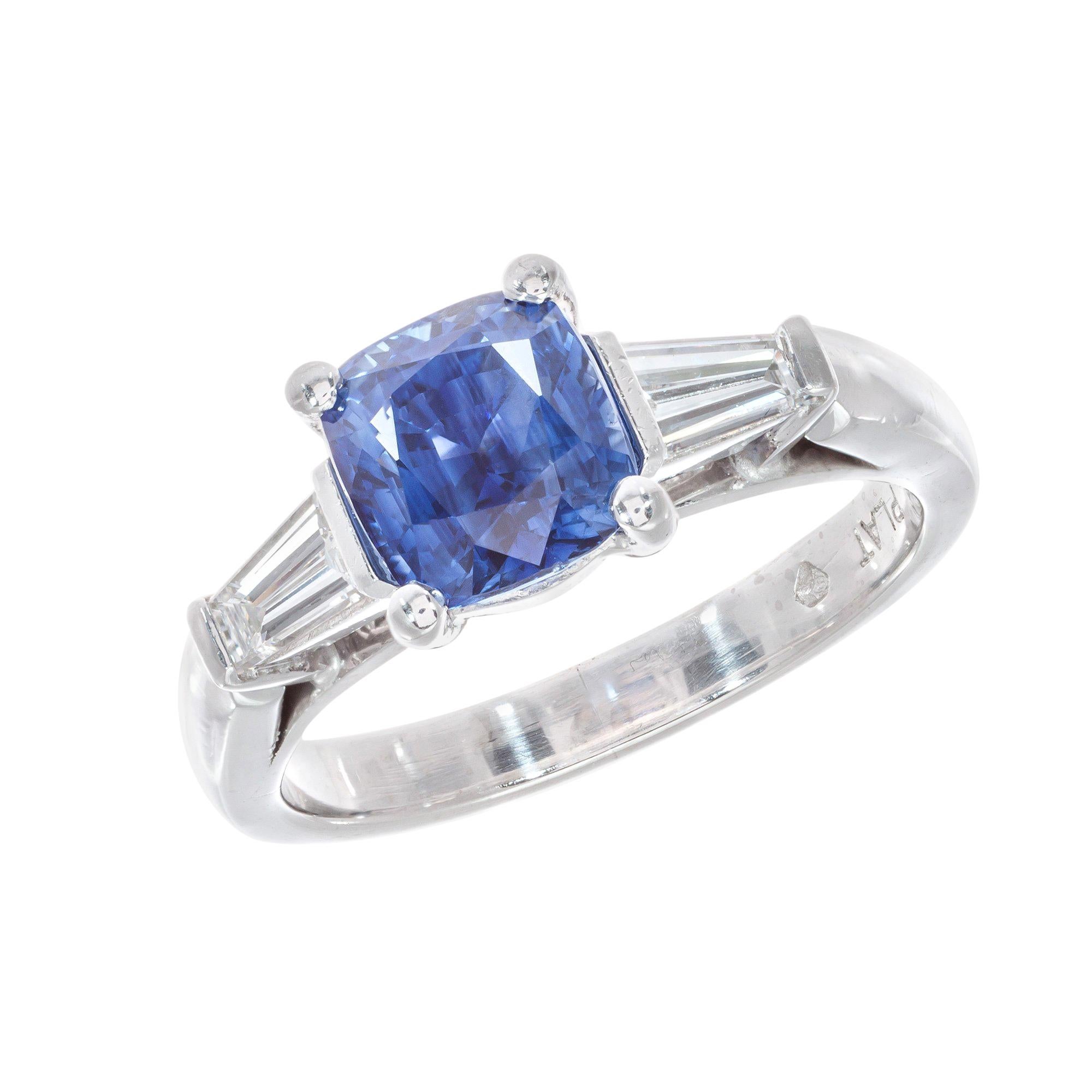 Peter Suchy GIA Certified 2.17 Carat Sapphire Diamond Platinum Engagement Ring