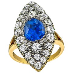 Victorian GIA Certified 3 Carat No Heat Sapphire Diamond Ring