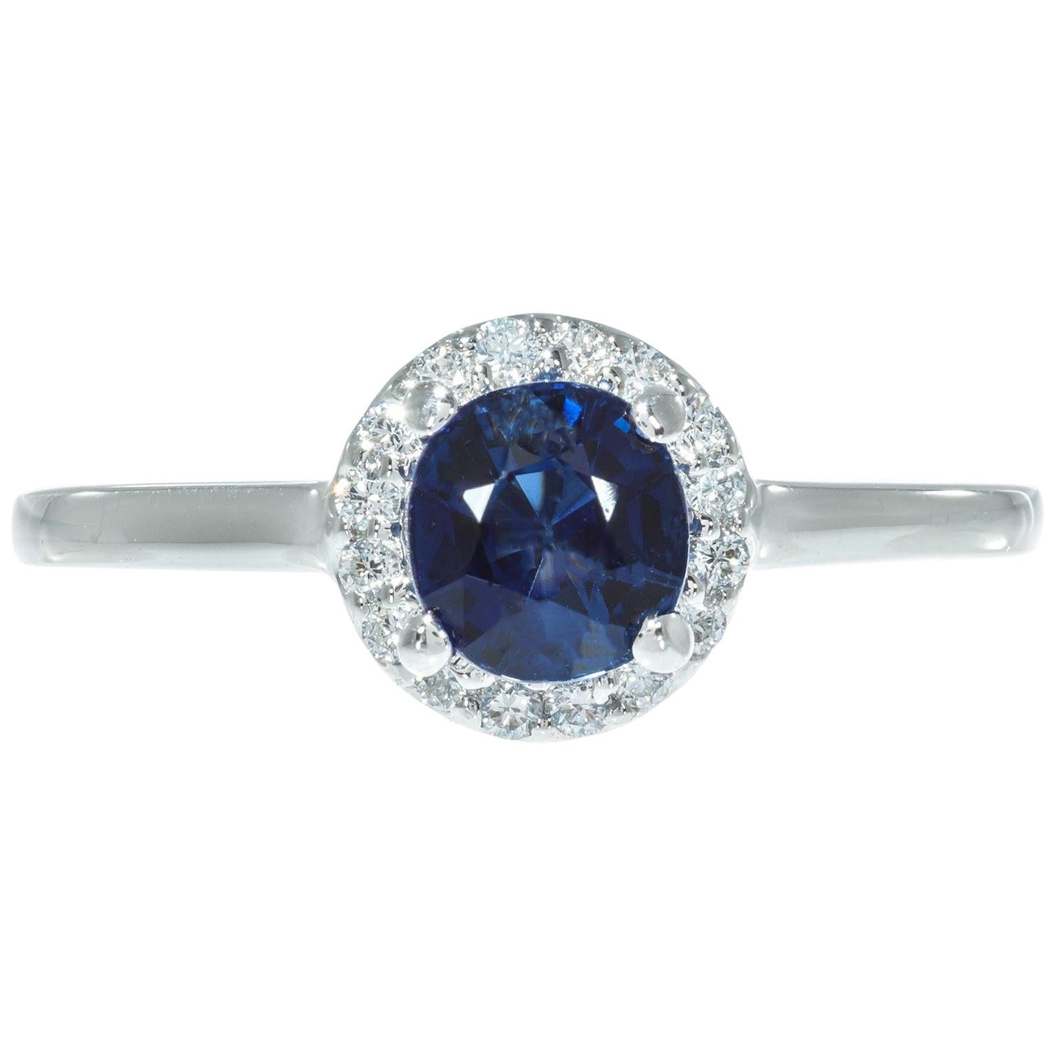 Peter Suchy GIA Certified 1.05 Carat Sapphire Diamond Platinum Engagement Ring
