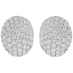 6.43 Carats Total Brilliant Round Micro-Pave Diamond Oval Shape Clip-on Earrings