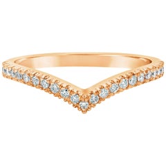 0.22 Carats Total Brilliant Round Diamond V-Shaped Wedding Band in Rose Gold