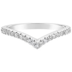 Roman Malakov 0.22 Carat Round Diamond Half Eternity V-Shaped Wedding Band Ring