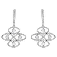 Roman Malakov 2.21 Carats Total Round Cut Diamond Open-Work Dangle Earrings