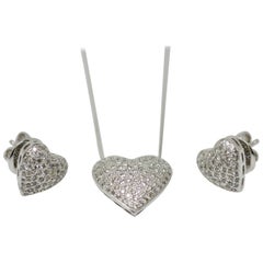 1.62 Carat White Round Brilliant Diamond Heart Shape Three-Piece Pendant Set