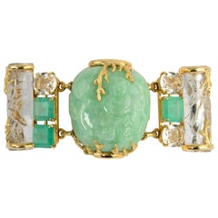 Seaman Schepps Rare Emeraude:: Cristal de roche et Jade Snuff Bottle Gold Bracelet