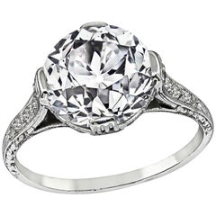 GIA Certified 3 Carat Old European Diamond Engagement Ring