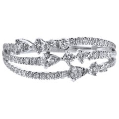 14 Karat White Gold 0.60 Carat Diamond Triple Shank Ring