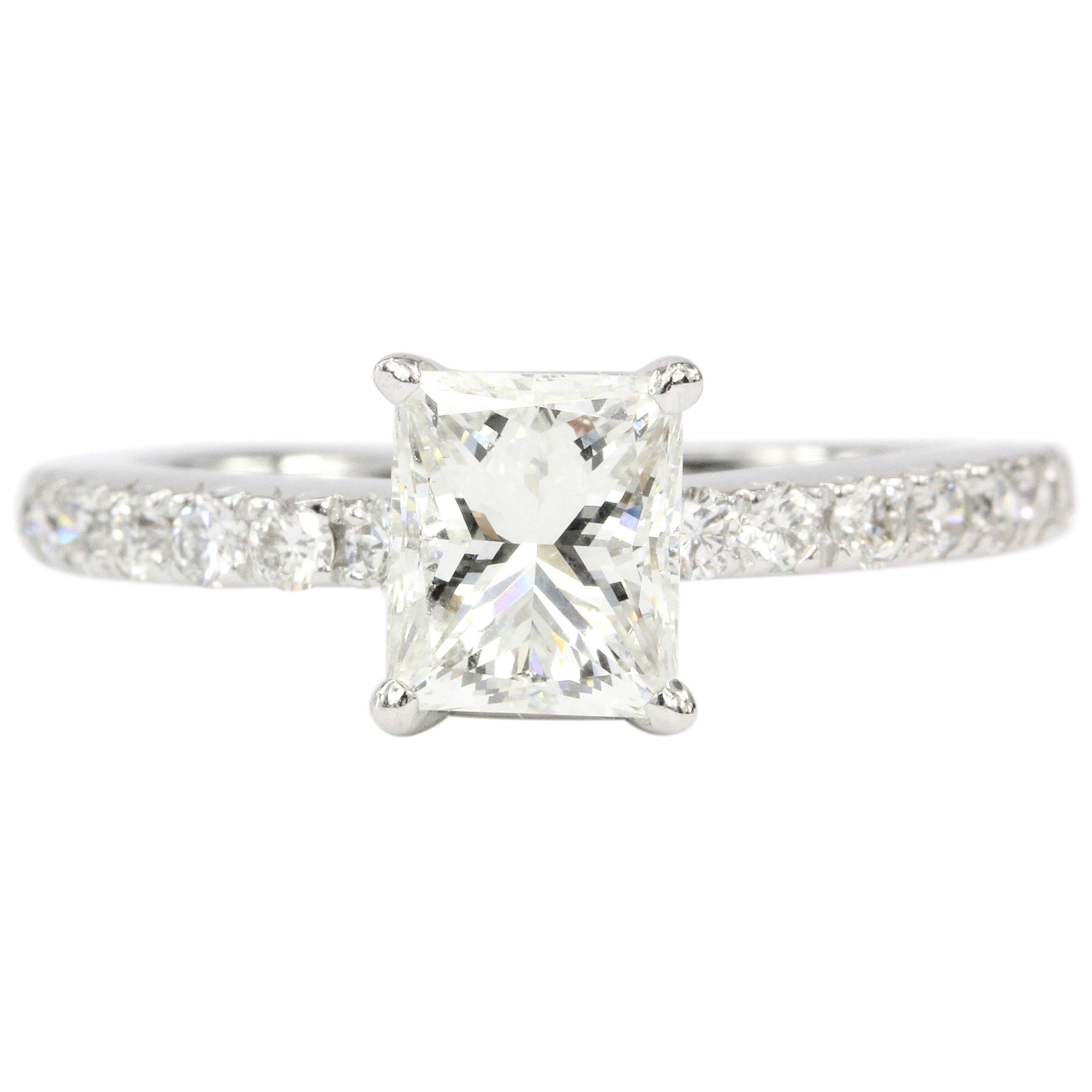 White Gold 1.11 Carat Princess Cut Diamond Engagement Ring