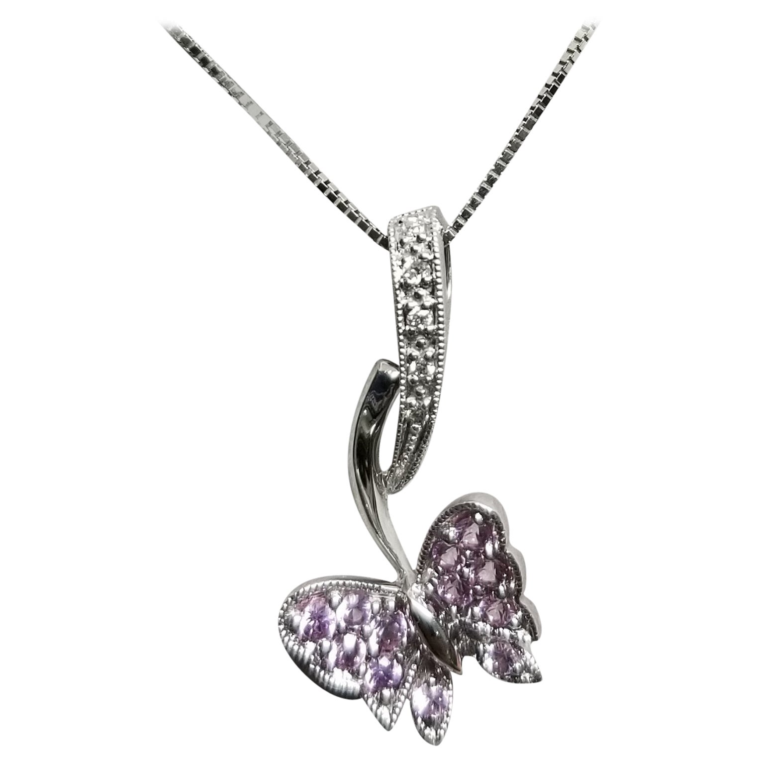 Triple Butterfly Diamond Gold Pendant at 1stDibs