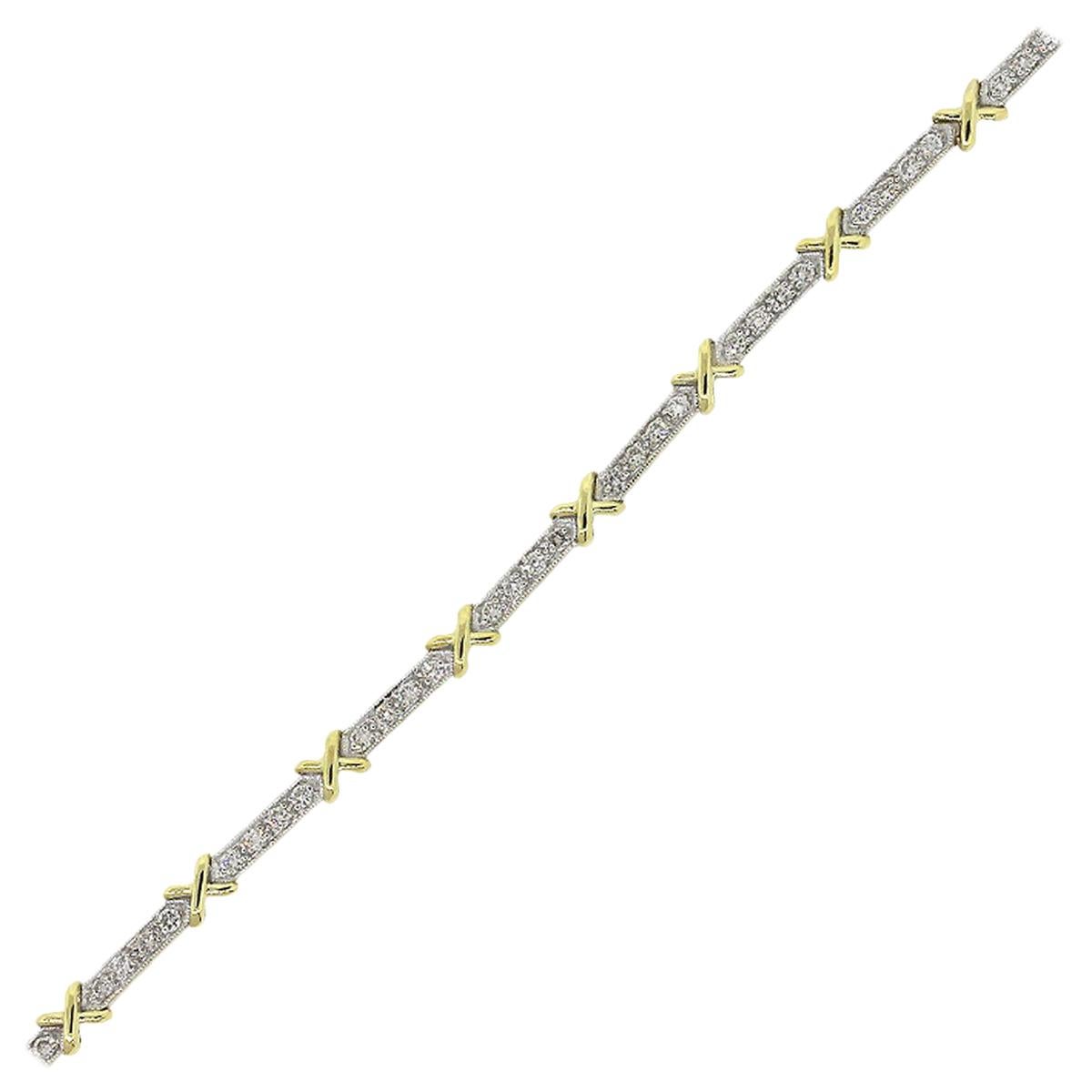 Round Diamond “X” Link Bracelet