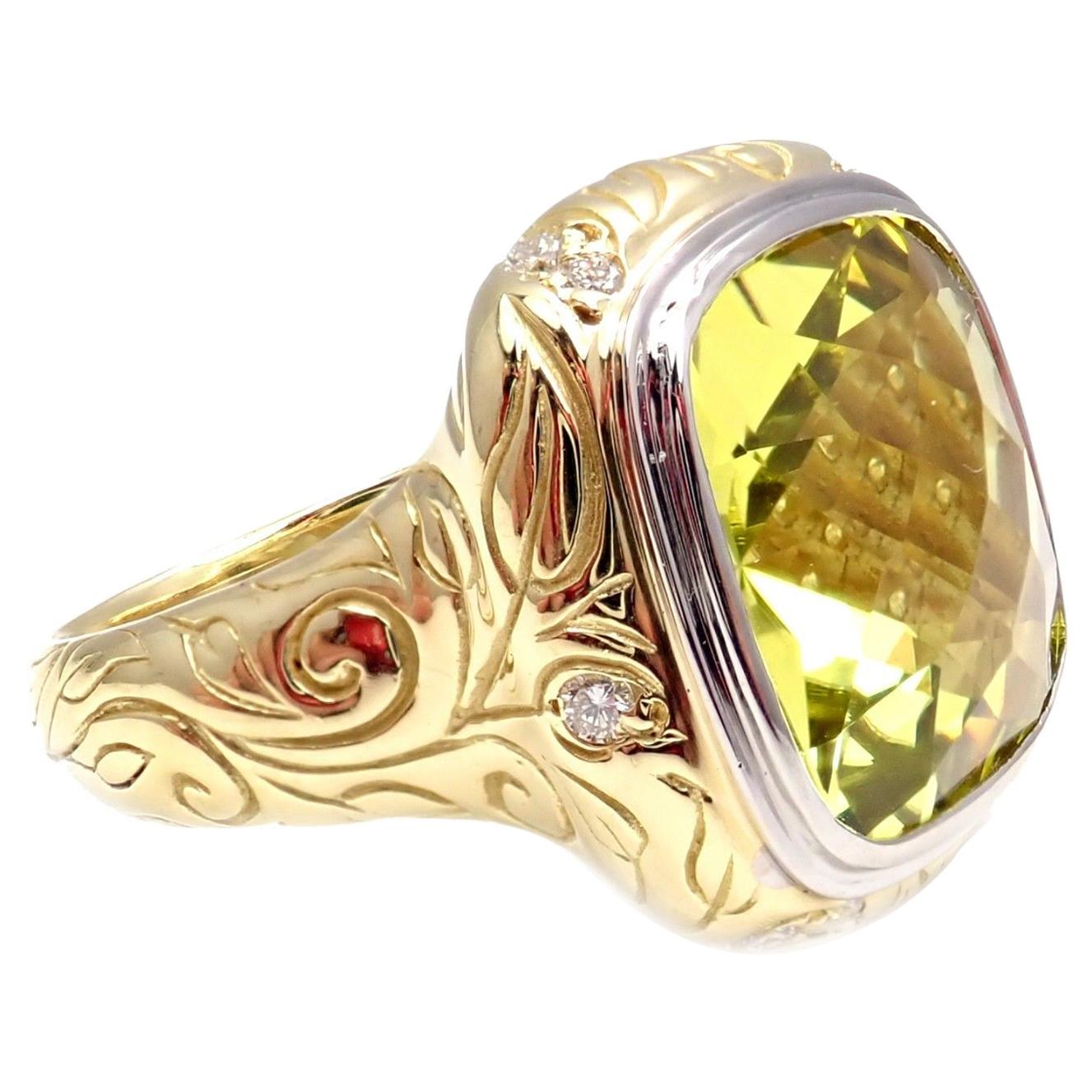 Seiden Gang Diamond Lemon Citrine Yellow Gold Ring