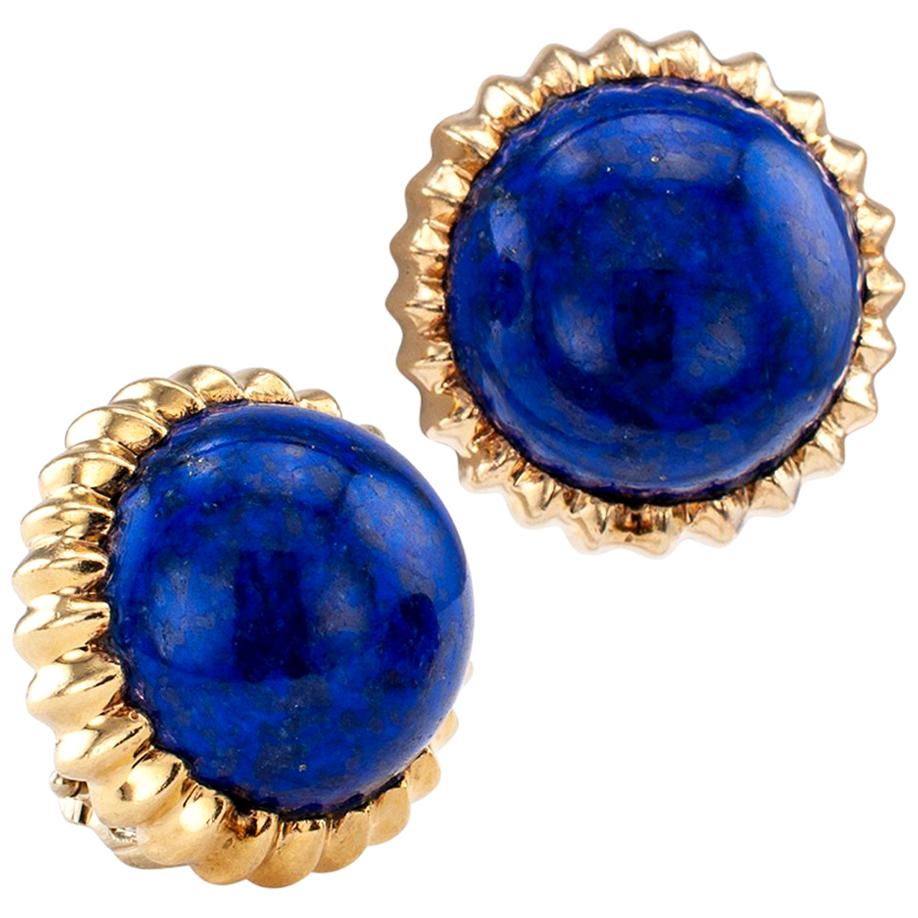 Lapis Lazuli Gold Clip on Earrings