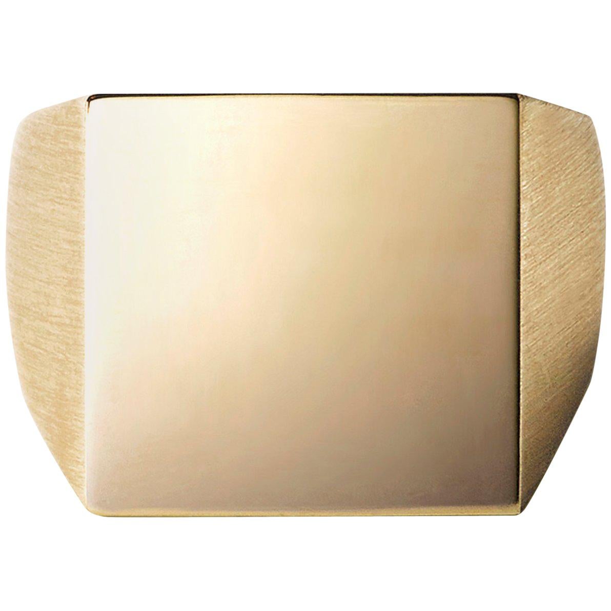 18 Karat Yellow Gold Square Signet Ring Large #21～#28 For Sale