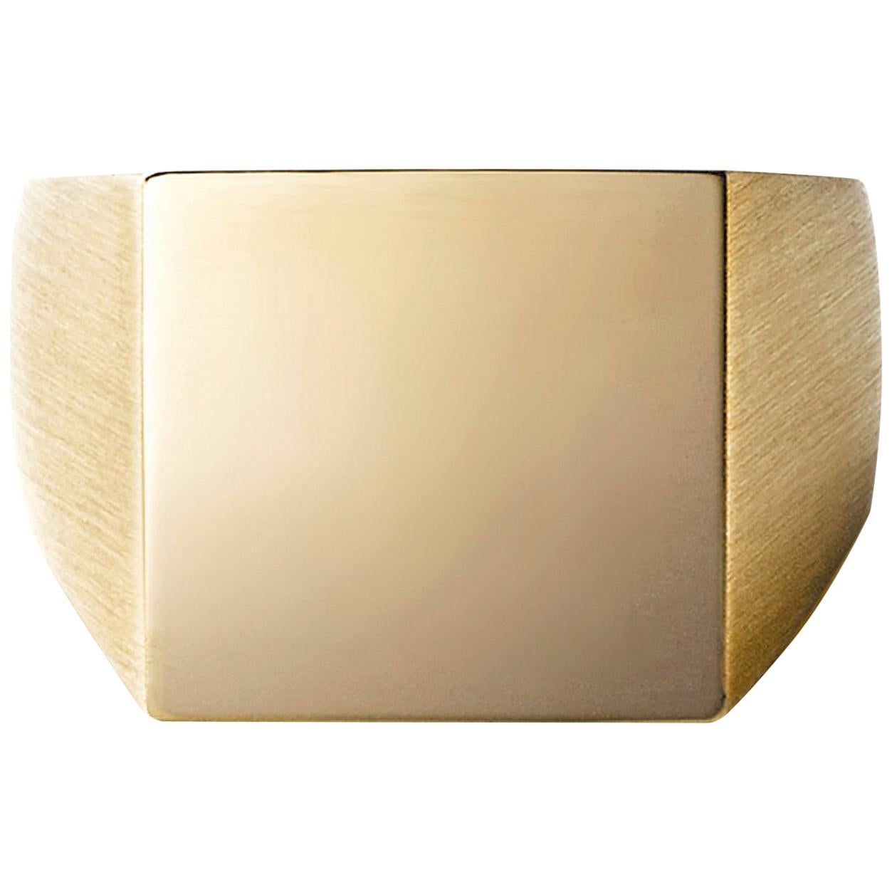 18 Karat Yellow Gold Square Signet Ring Small #13～#20 For Sale