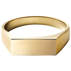 18 Karat Yellow Gold Rectangle Signet Ring Small #13～#20