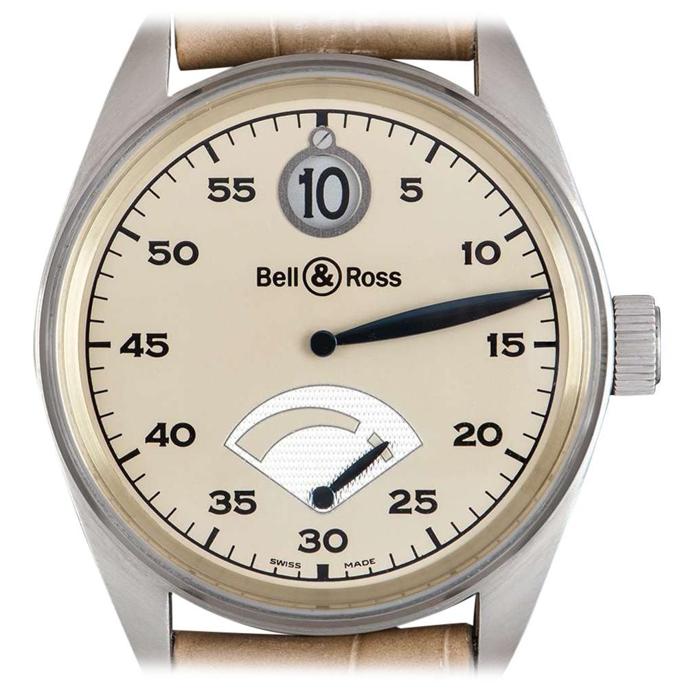 Bell & Ross Ltd Ed 123 Jumping Hour Platinum Cream Dial 123JH Automatic Watch