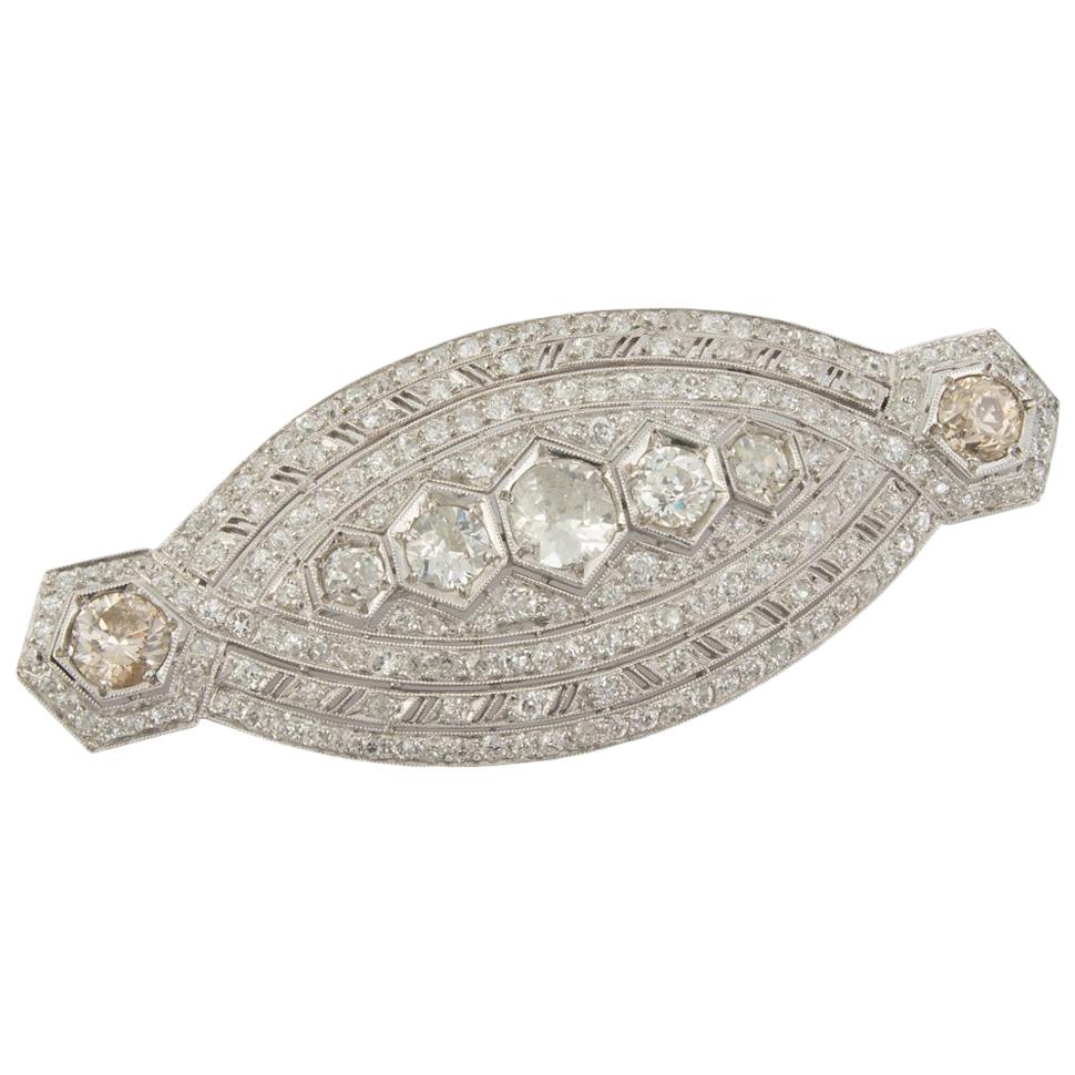 Art Deco Platinum and Diamond Pendant or Brooch For Sale
