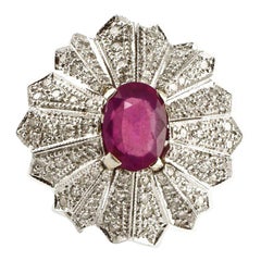 Gold Diamond Ruby Dome Ring