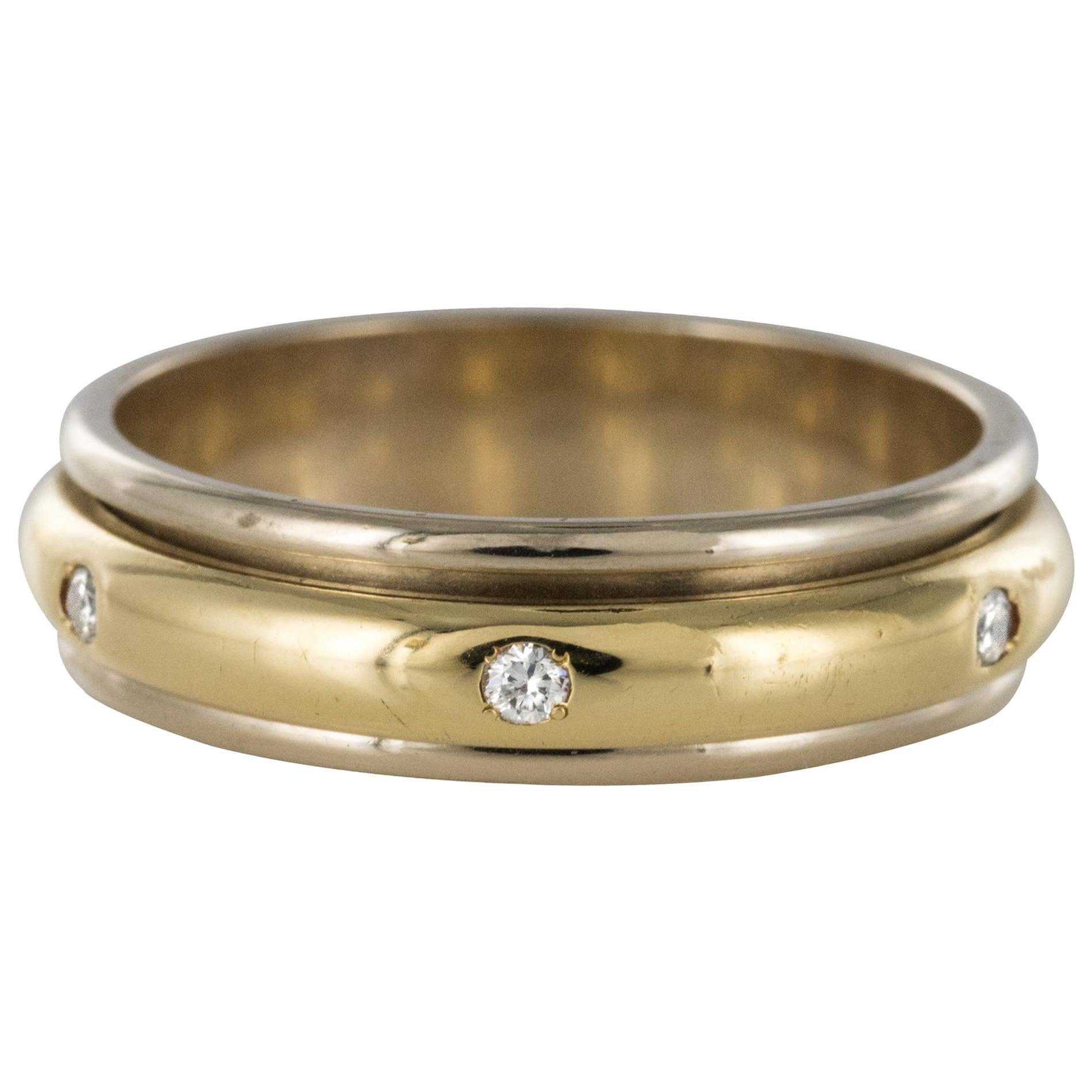 Modern White Gold Yellow Gold Diamond Mobile Wedding Ring