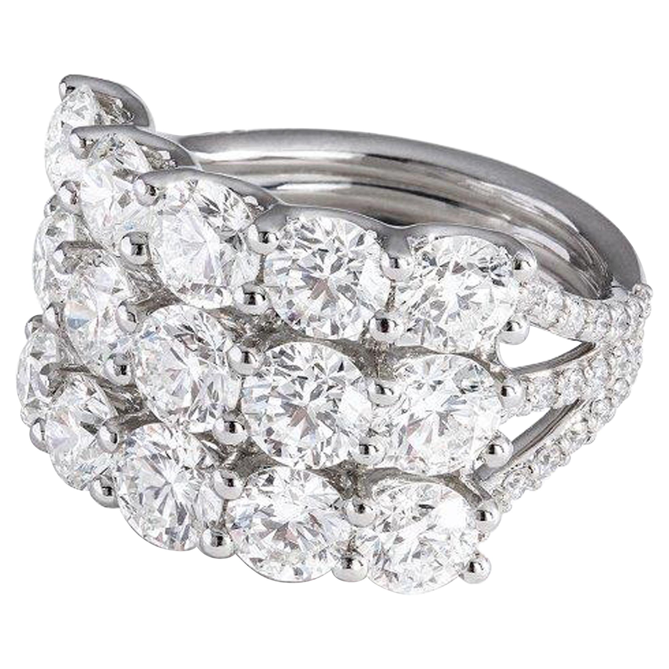 5.37 Carat Three-Row Diamond Ring