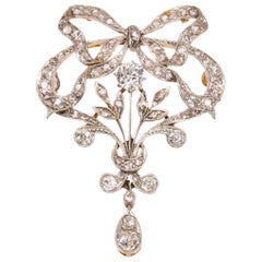 Belle Epoque Brooch and Pendant in Guirland Style with 72 Diamonds