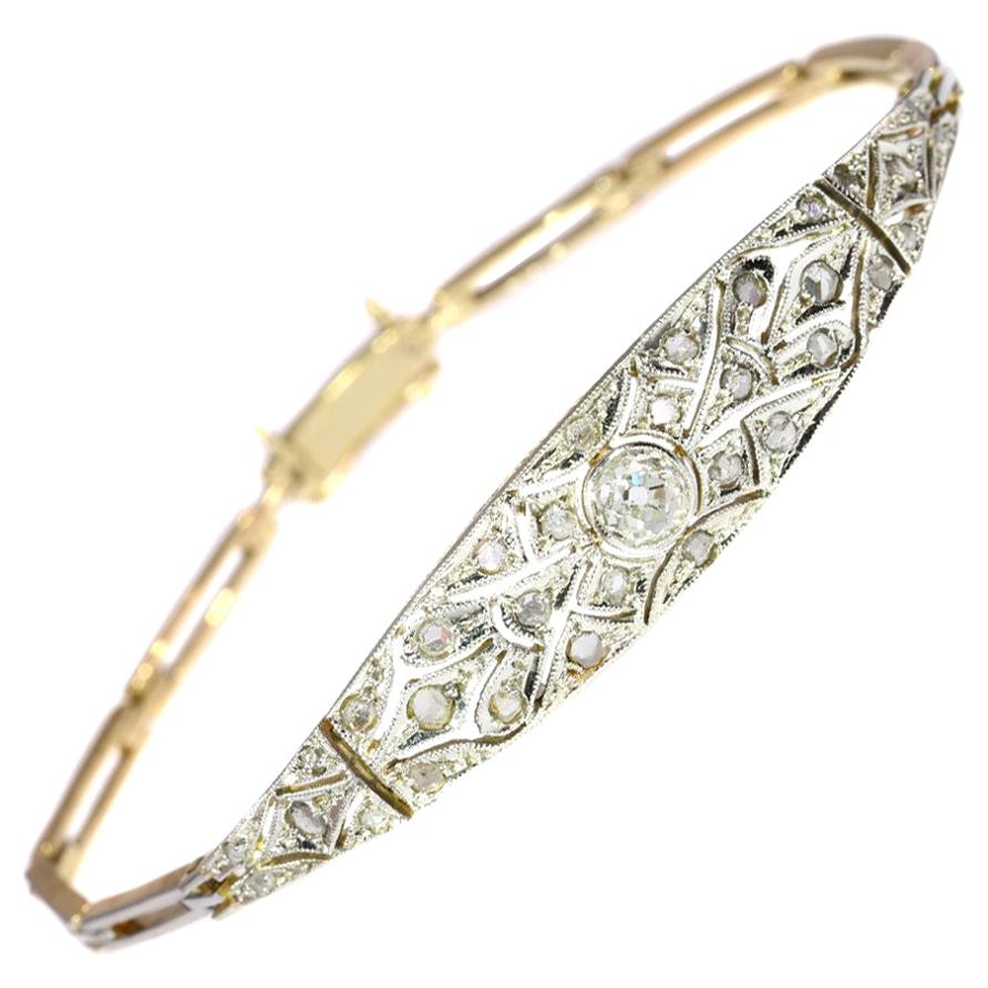Atemberaubendes Art-Déco-Diamant-Goldarmband, 1920er Jahre im Angebot