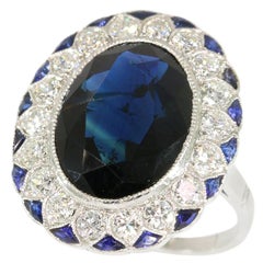 Ultimate French Art Deco Diamond and Sapphire Engagement Ring, 1920s