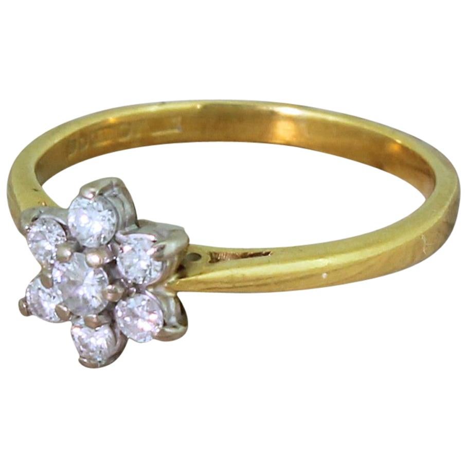 Late 20th Century 0.34 Carat Round Brilliant Cut Diamond Cluster Ring