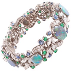 Oscar Heyman Opal, Diamond, Sapphire and Emerald Bracelet