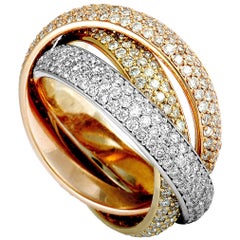 Cartier Trinity Diamond 3 Rolling Weiß:: Gelb und Rose Gold Band Ring