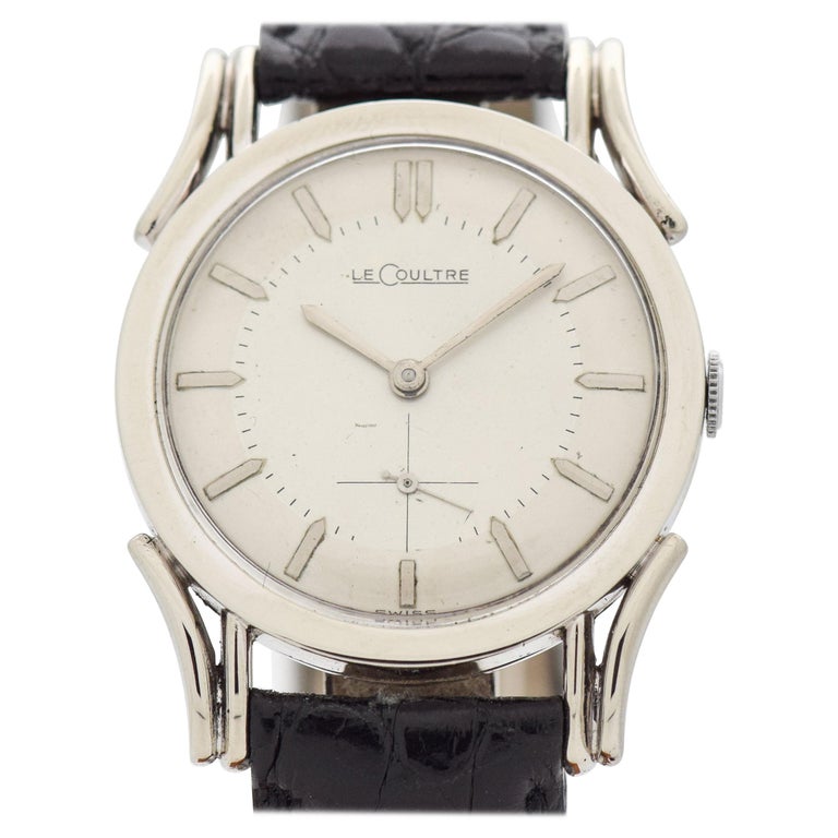 Vintage LeCoultre 10 Karat White Gold Filled Watch, 1950s For Sale at