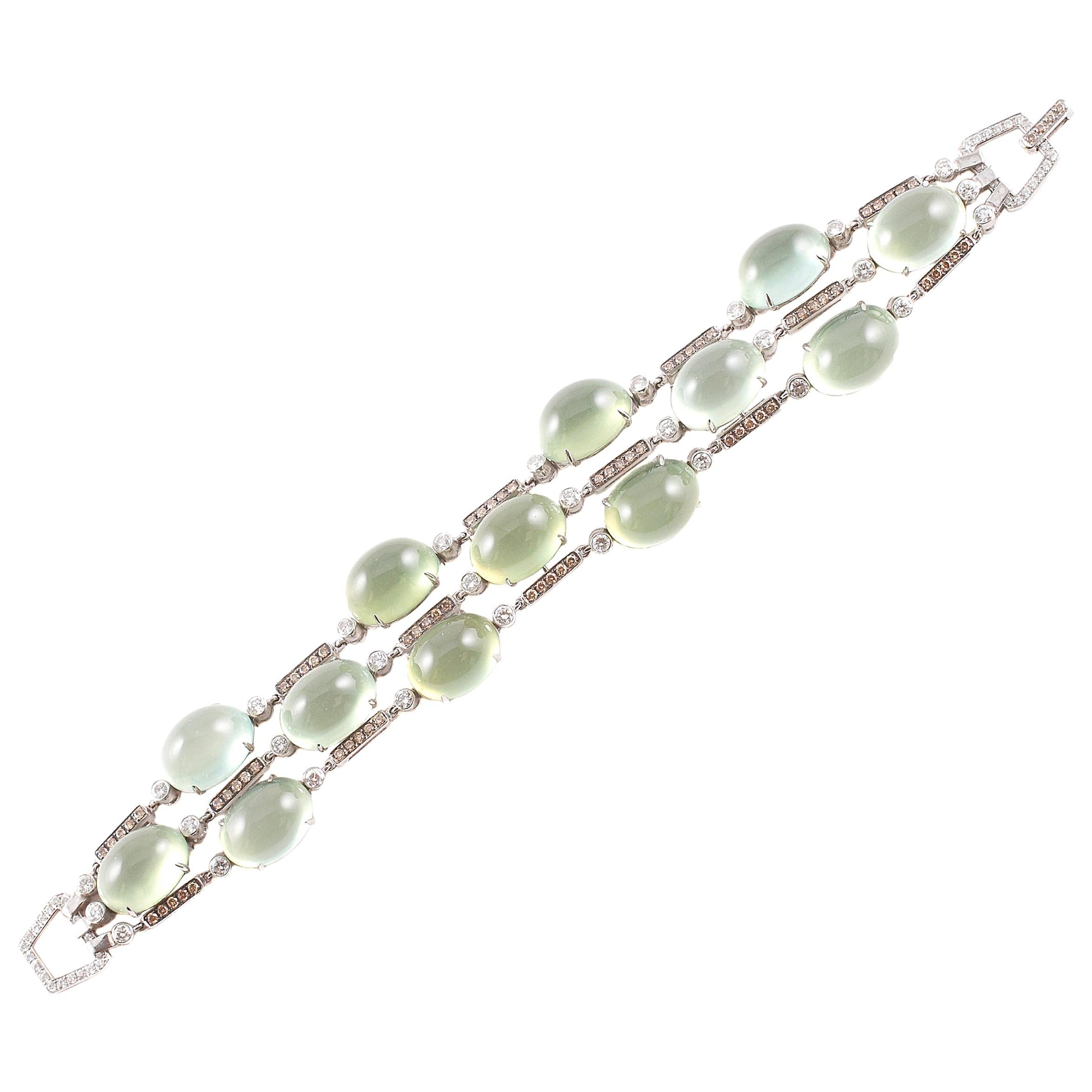 4.31 Carat Diamond Prehnite Bracelet