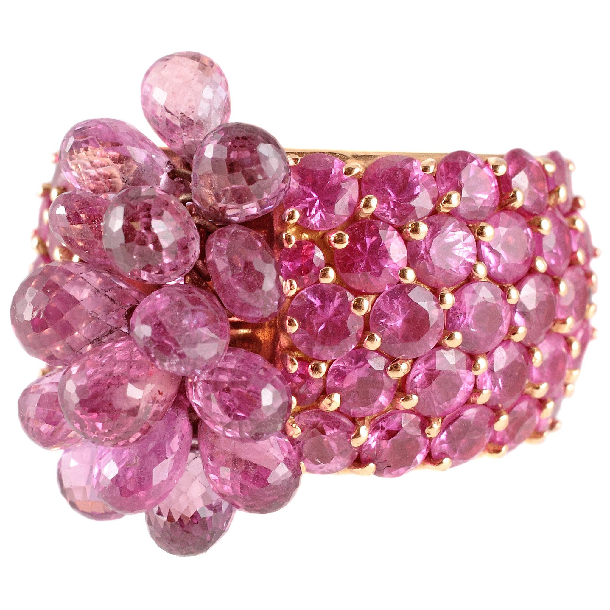 David Morris Bague en or rose avec saphir rose de 19,72 carats