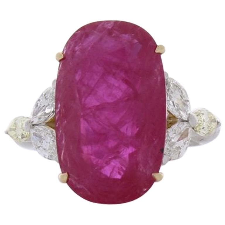 AGL Certified 12.22 Carat Oval Ruby and Marquise Diamond Cocktail Ring 