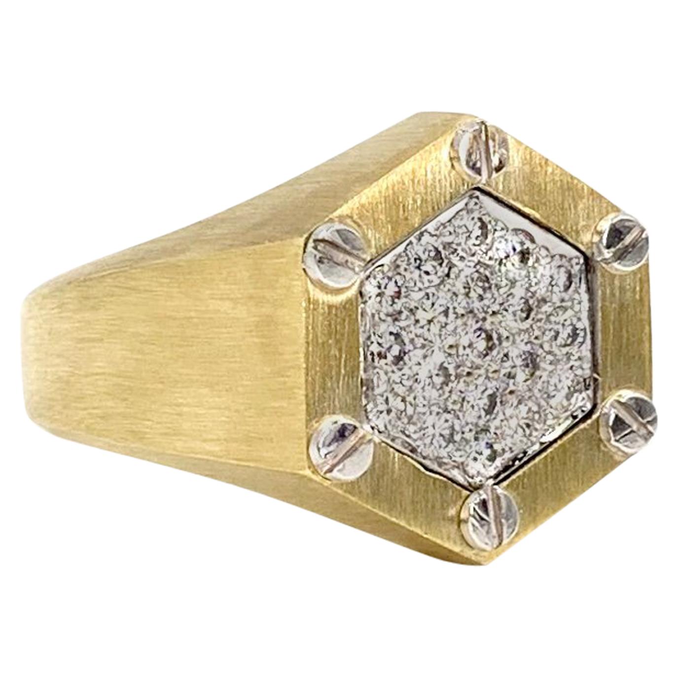 La Triomphe 18 Karat Two-Tone Diamond Ring For Sale