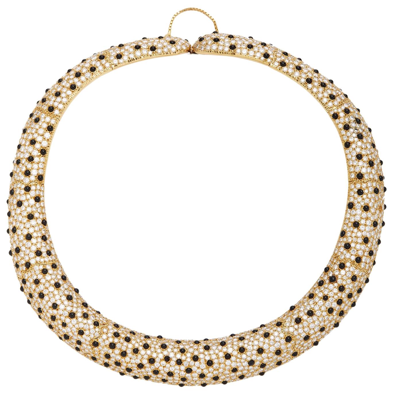 Leopard Diamond Onyx Necklace