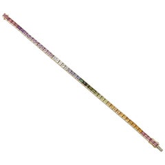 Rainbow Multi-Color Stones Gold Tennis Bracelet