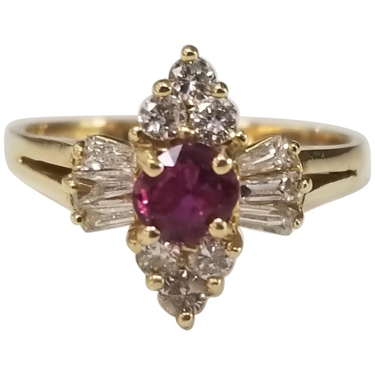 Ruby and Diamond Baguette Ring For Sale at 1stDibs | ruby and diamond