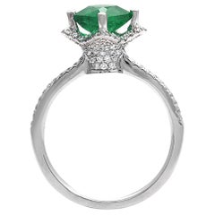 Bague en or 18 carats avec émeraude de Zambie de 1,31 carat et diamants de 0,46 carat