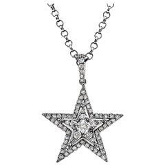 0.47 Carat Diamonds 14 Karat White Gold Star Pendant Necklace