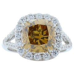 GIA zertifiziert 4::01 Karat Kissen Fancy Brown Diamond Cocktail Ring in Platin