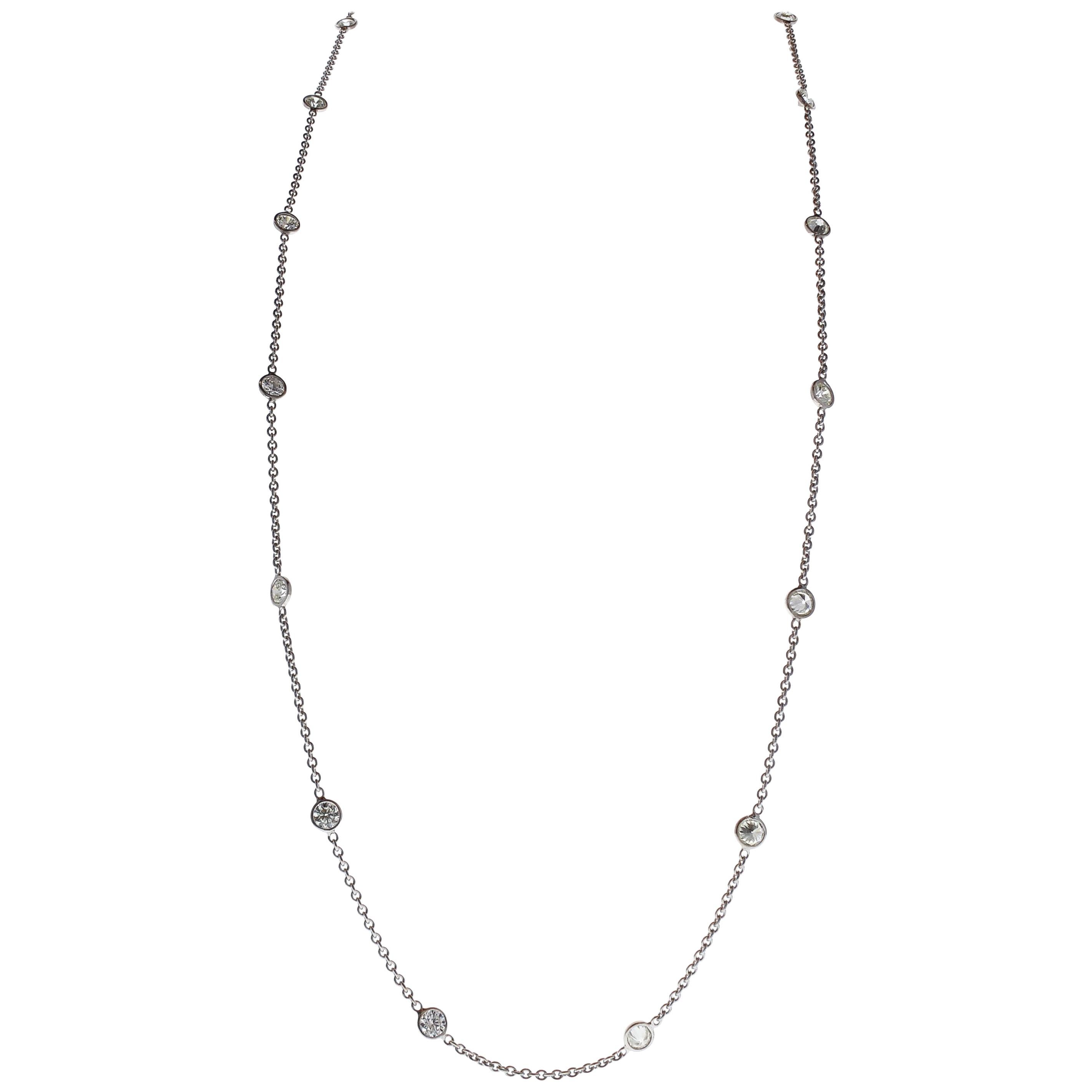 2.81 Carat Total Diamonds by the Yard Necklace in 14 Karat White Gold