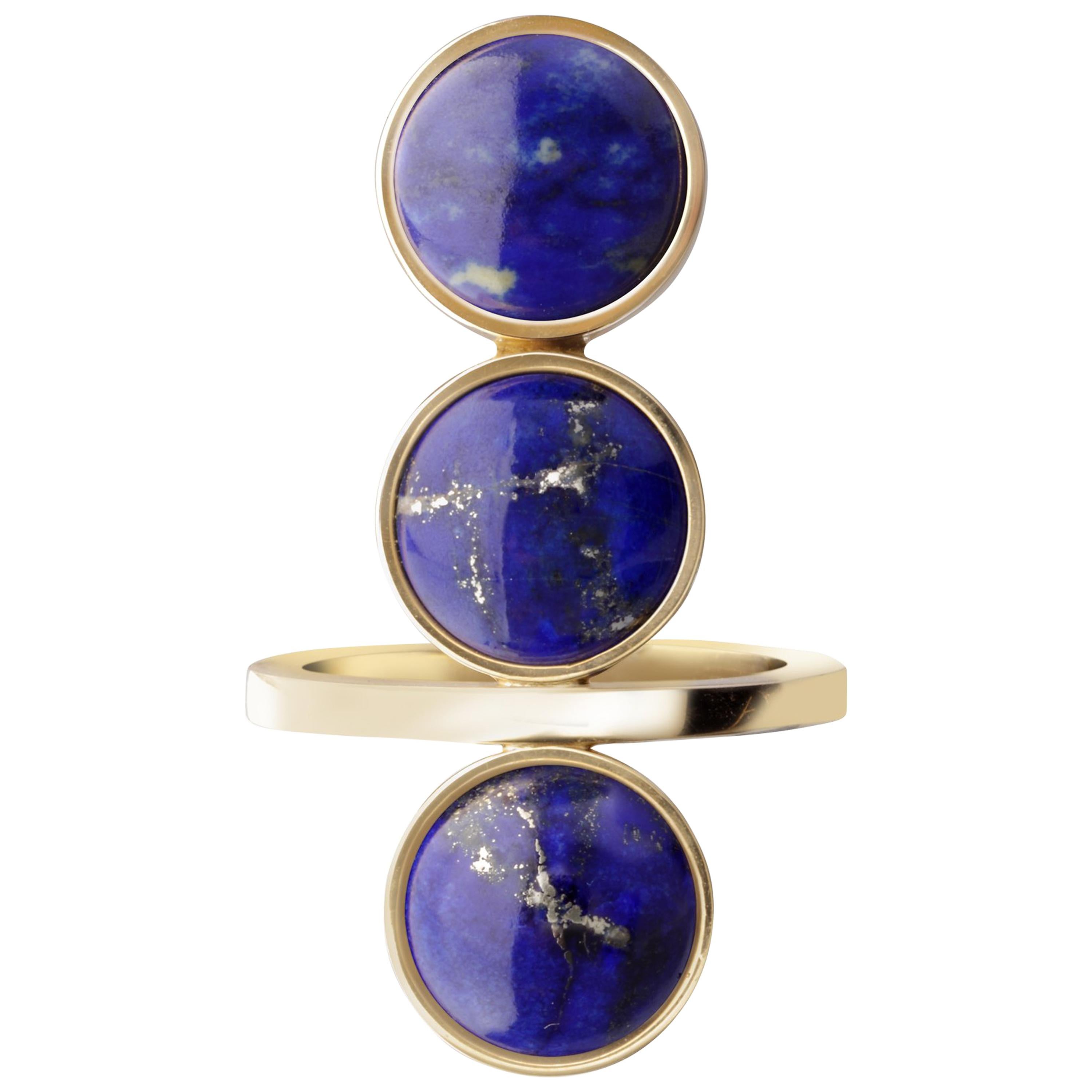 Yellow Gold and Lapis Lazuli Cocktail Ring