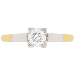 Vintage Late Deco 0.45 Carat Diamond Solitaire Ring, circa 1940s